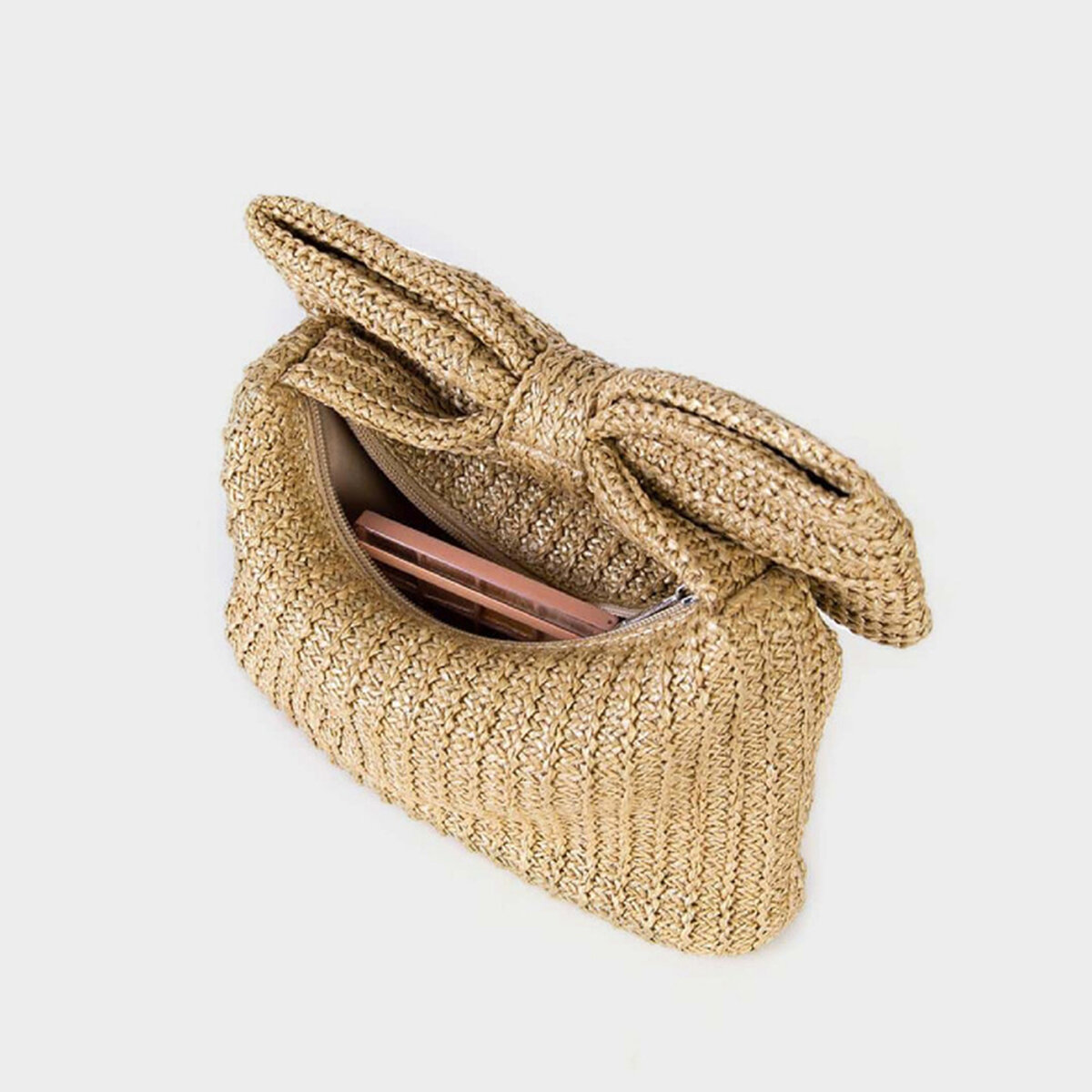 Parisian Chic Style Woven Bow Knot Straw Women's Clutches h5 Picture4