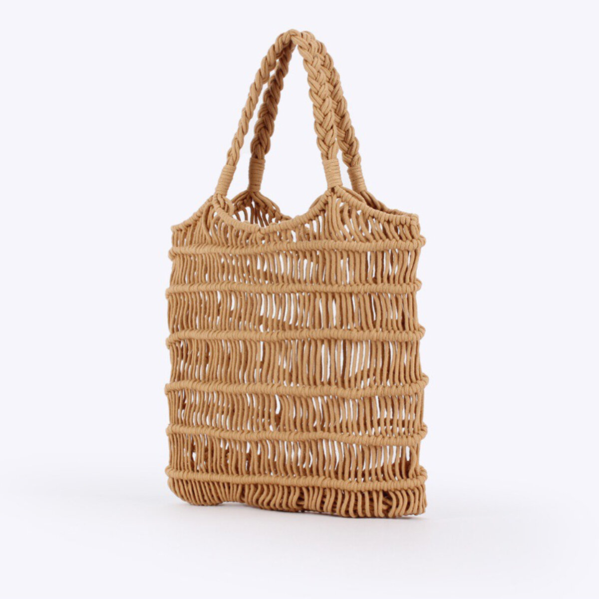 Vacation Style Woven Solid Color Hollowed-Out Braided Rope Women's Tote Bag h5Picture2