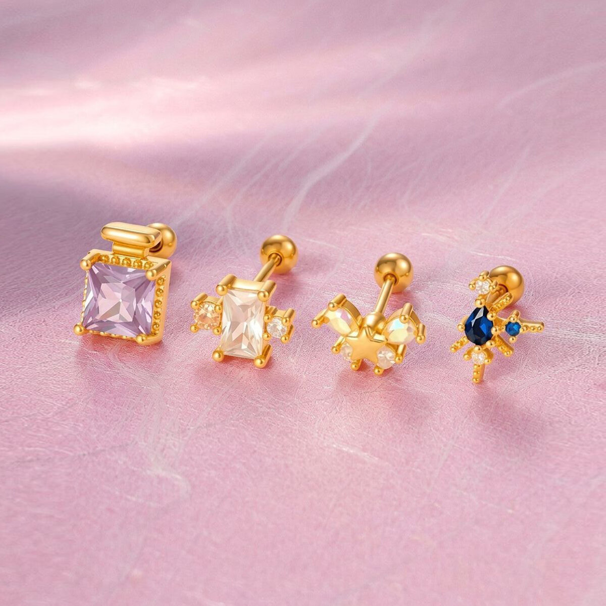 Boucles d'oreilles pendantes pour femmes, motif papillon brillant, couleur cuivre doré et zircon.