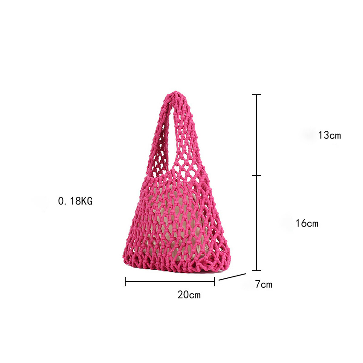 Vacation Style Solid Color Cotton Rope Woven Women's Beach Bag h5 Picture5