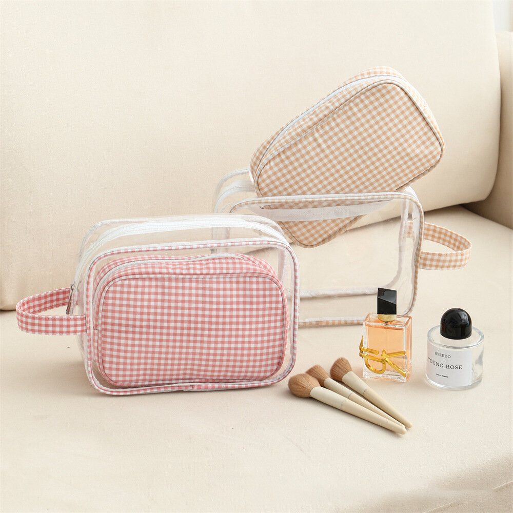 1 Piece Casual Plaid PVC Makeup Bag Picture3