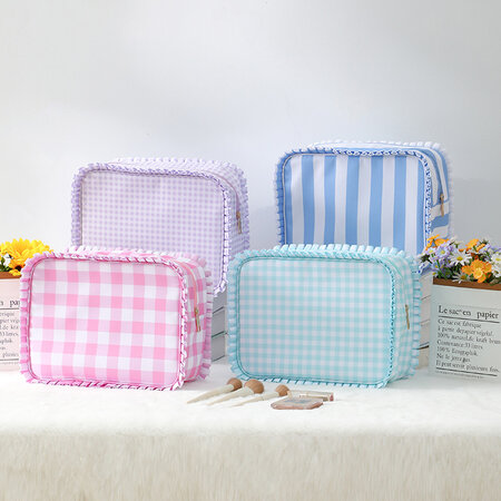 1 Piece Plaid Canvas Makeup Bag