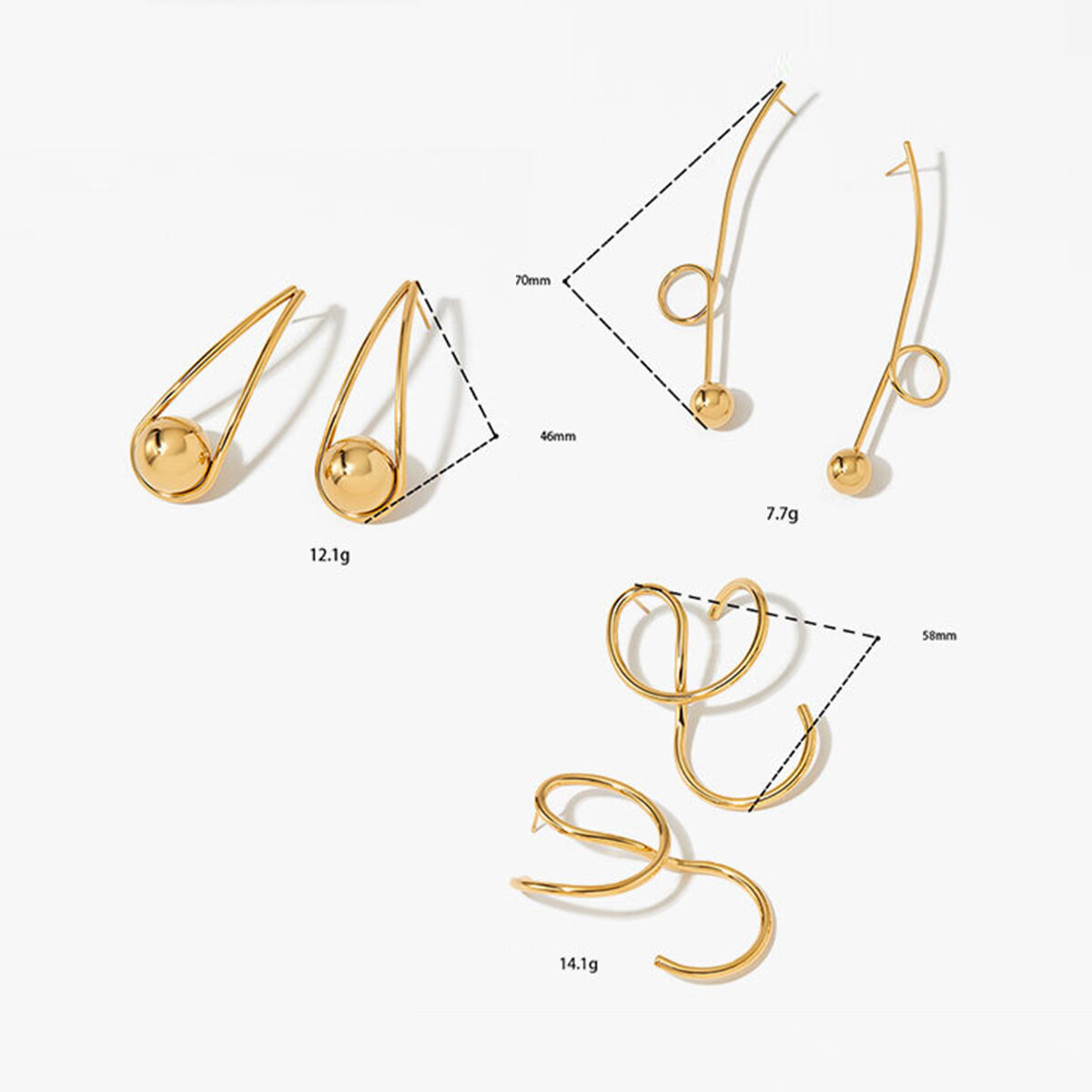 Simple Circle Lines Stainless Steel Waterproof Gold Color Women's Drop Earrings h5Picture6
