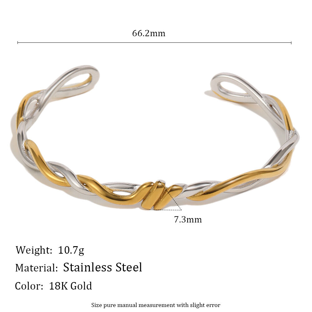 Simple Twist Stainless Steel Waterproof MixedColor Women's Cuff Bracelets Picture2