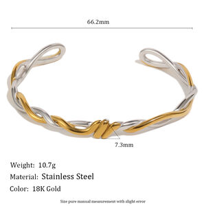 Simple Twist Stainless Steel Waterproof MixedColor Women's Cuff Bracelets h5 Picture2