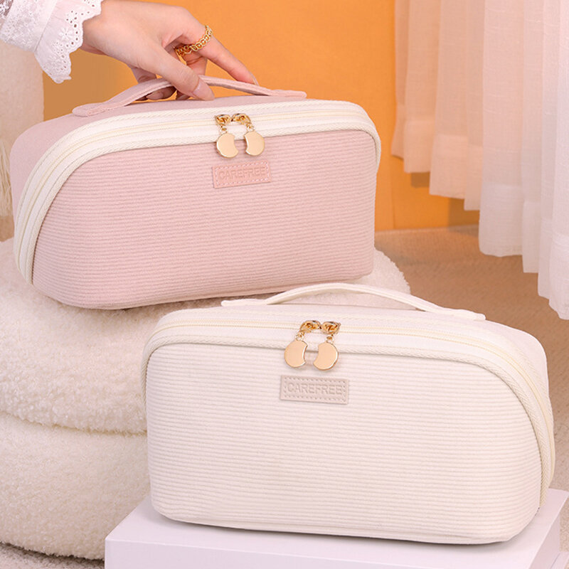 Simple Solid Color Corduroy Women's Makeup Bags Picture3