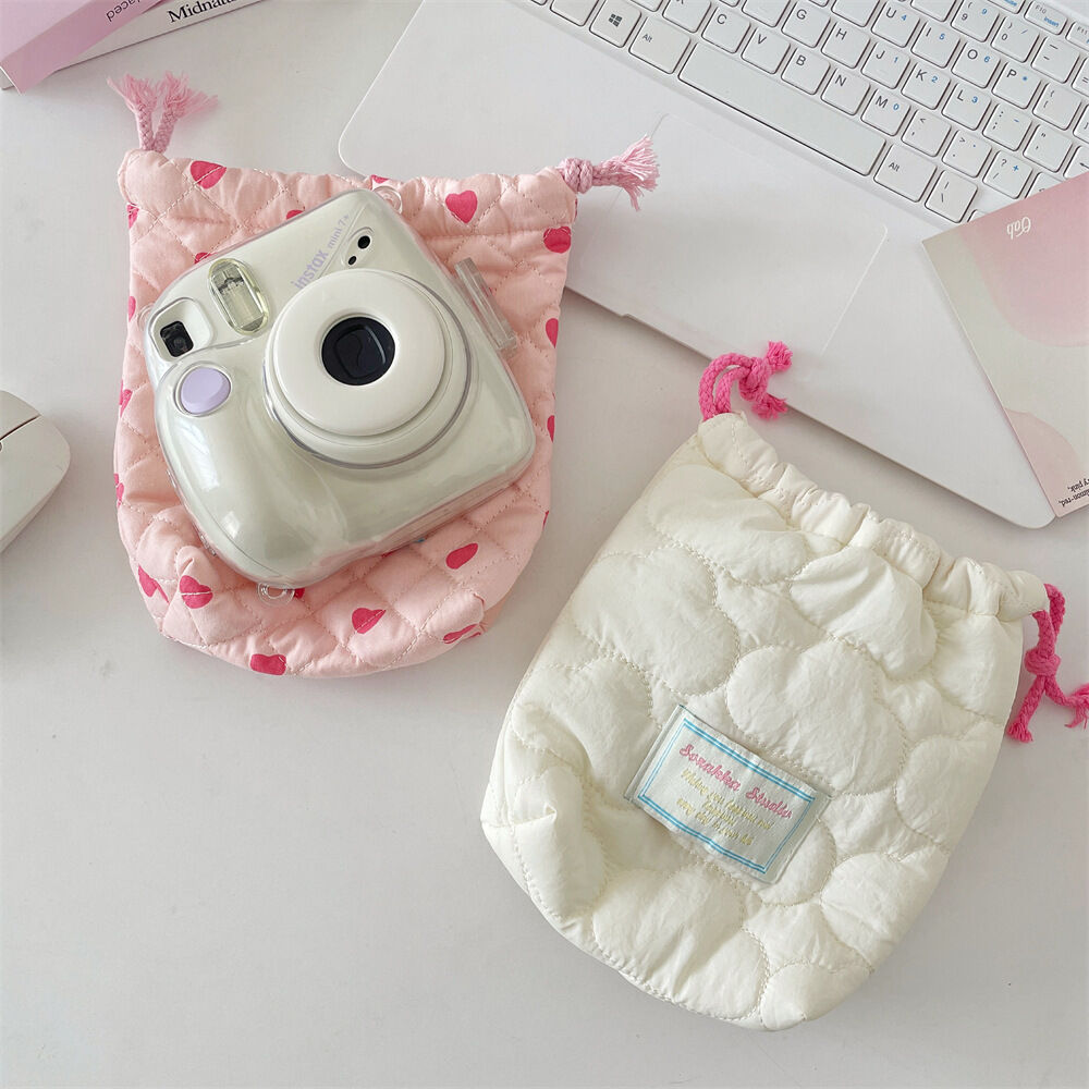 Romantic Sweet Heart Plaid Quilted Soft Camera Storage Bag h5Picture5