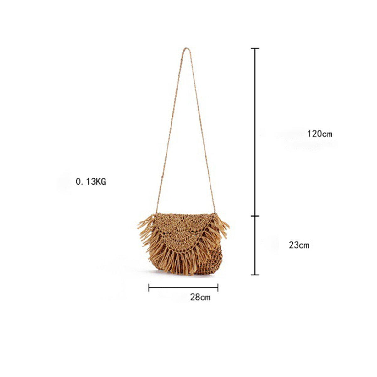 Vacation Style Woven Tassel Paper Women's Saddle Bag h5 Picture5