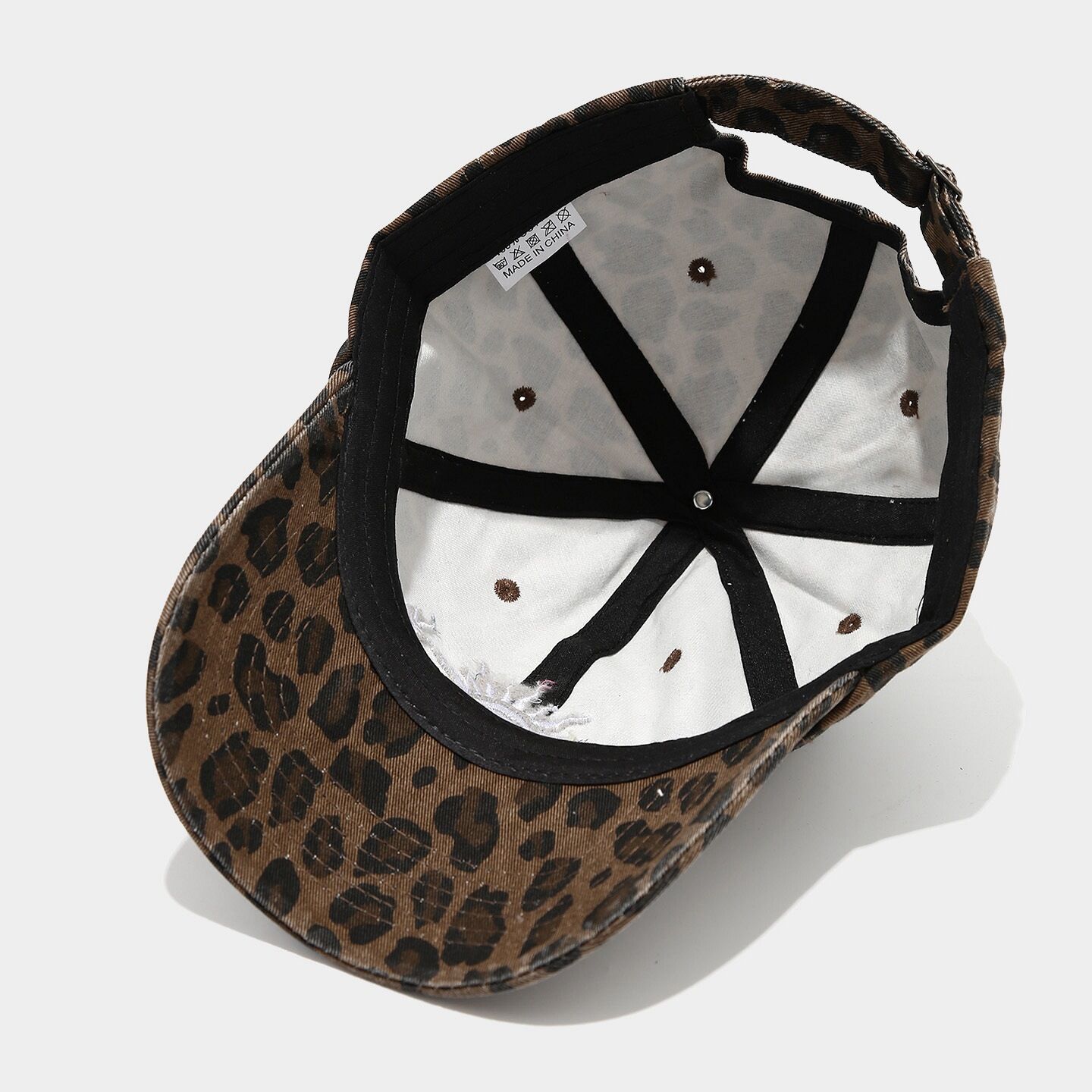 Casual Sun Embroidery Leopard Print Fabric Women's Baseball Cap h5Picture5