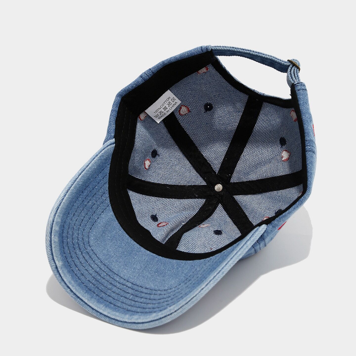 Sweet Heart Embroidery Denim Fabric Women's Baseball Cap h5Picture6