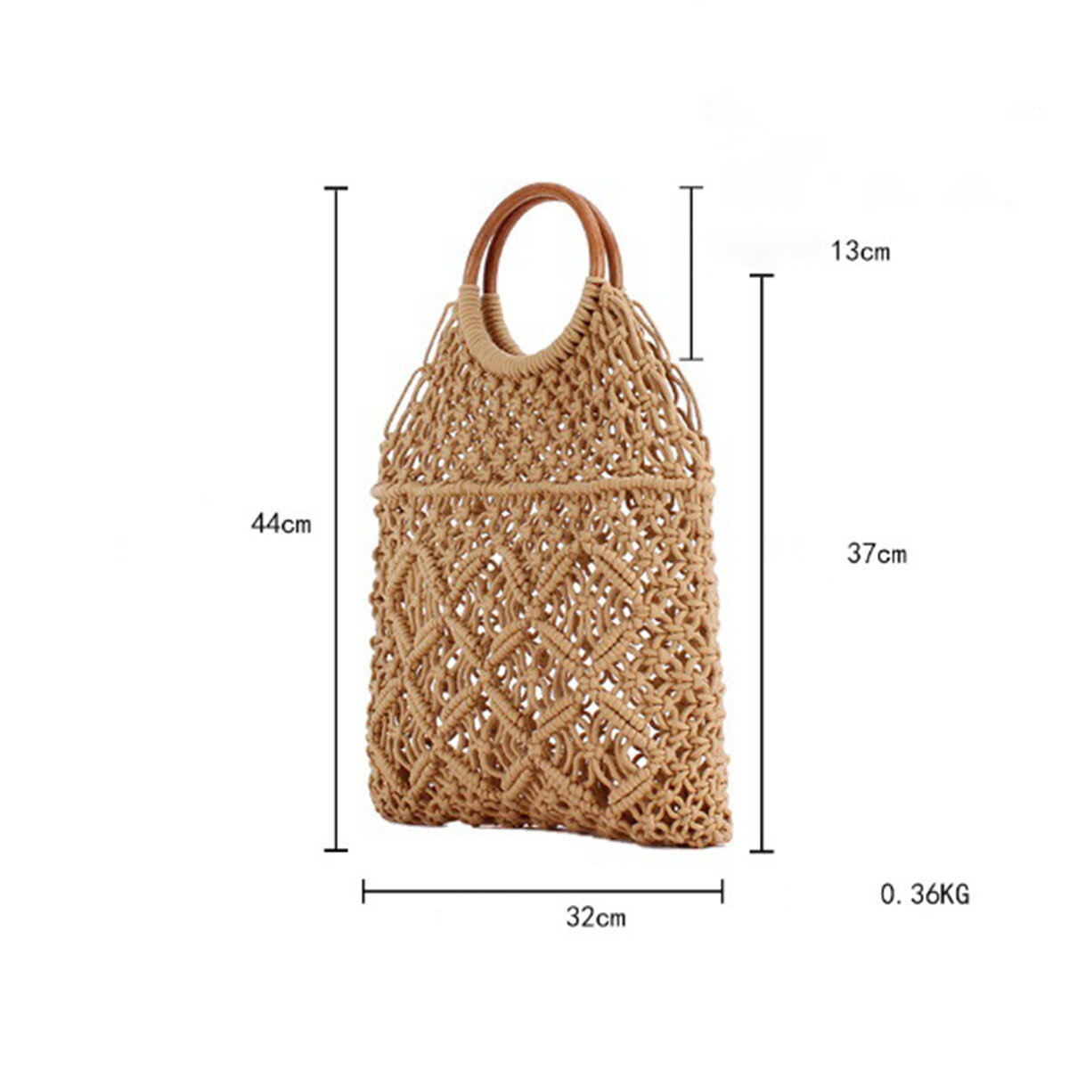Vacation Style Woven Solid Color Hollowed-Out Braided Rope Women's Tote Bag h5Picture6