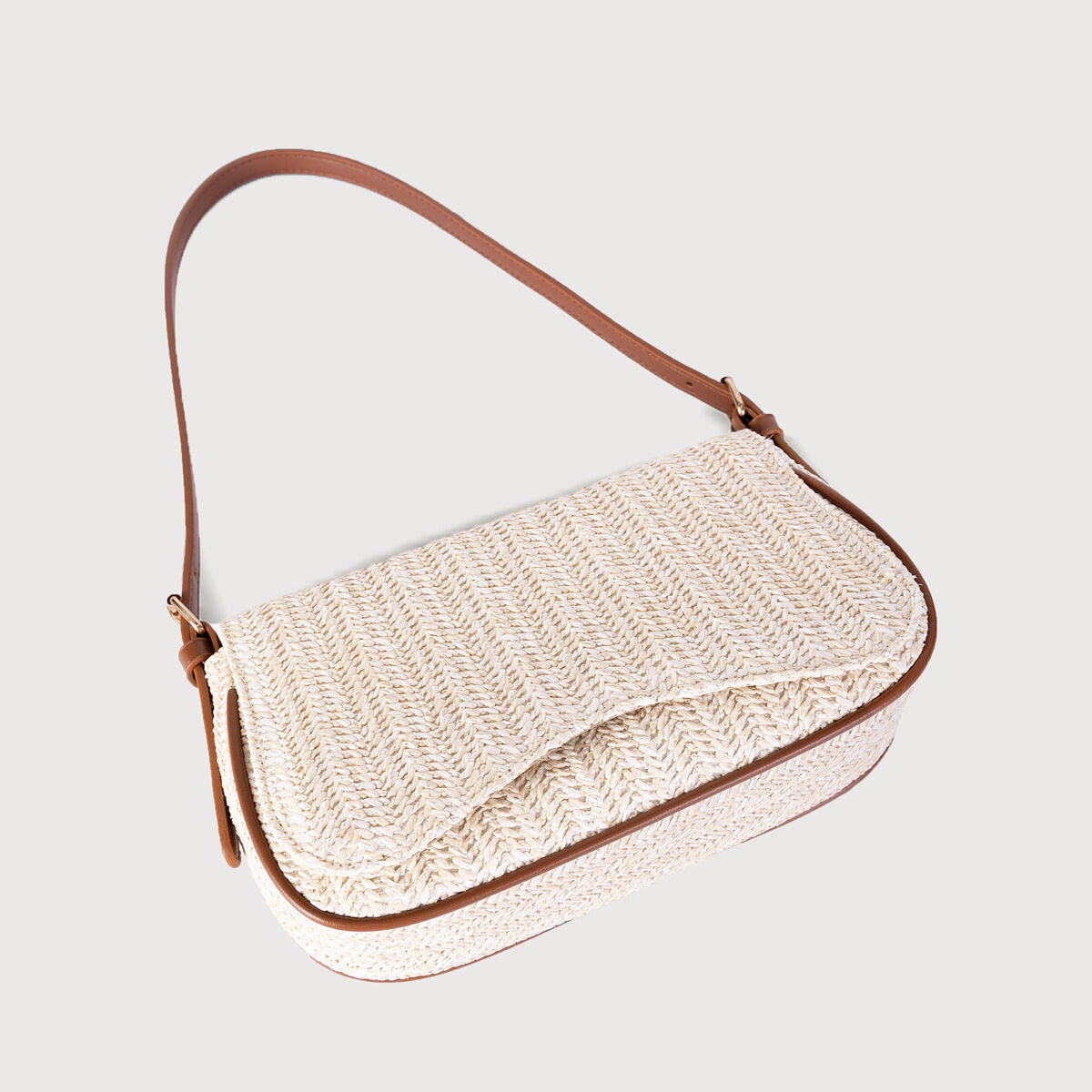 Causal Style Woven Solid Color Straw Women's Saddle Bag h5 Picture3