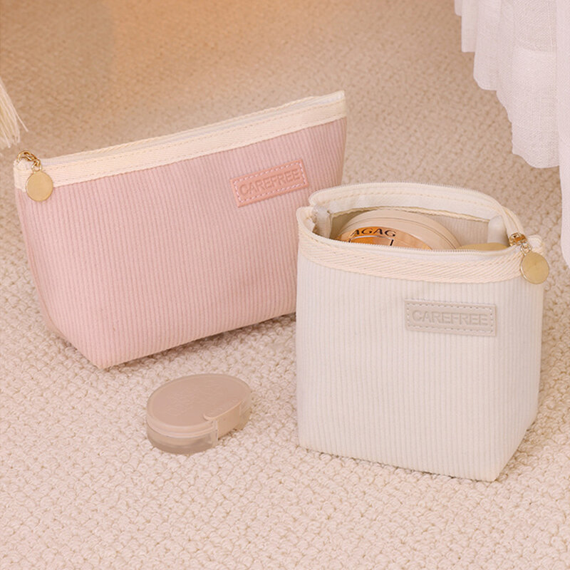 Simple Solid Color Corduroy Women's Makeup Bags Picture3