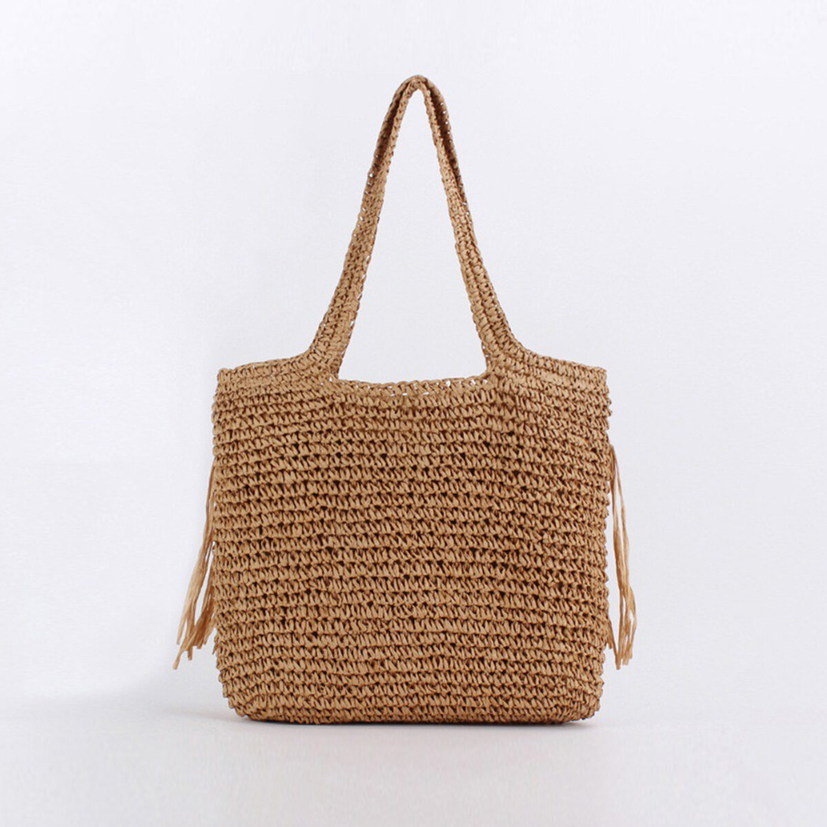 Vacation Style Woven Solid Color Tassel Paper Women's Tote Bag 2