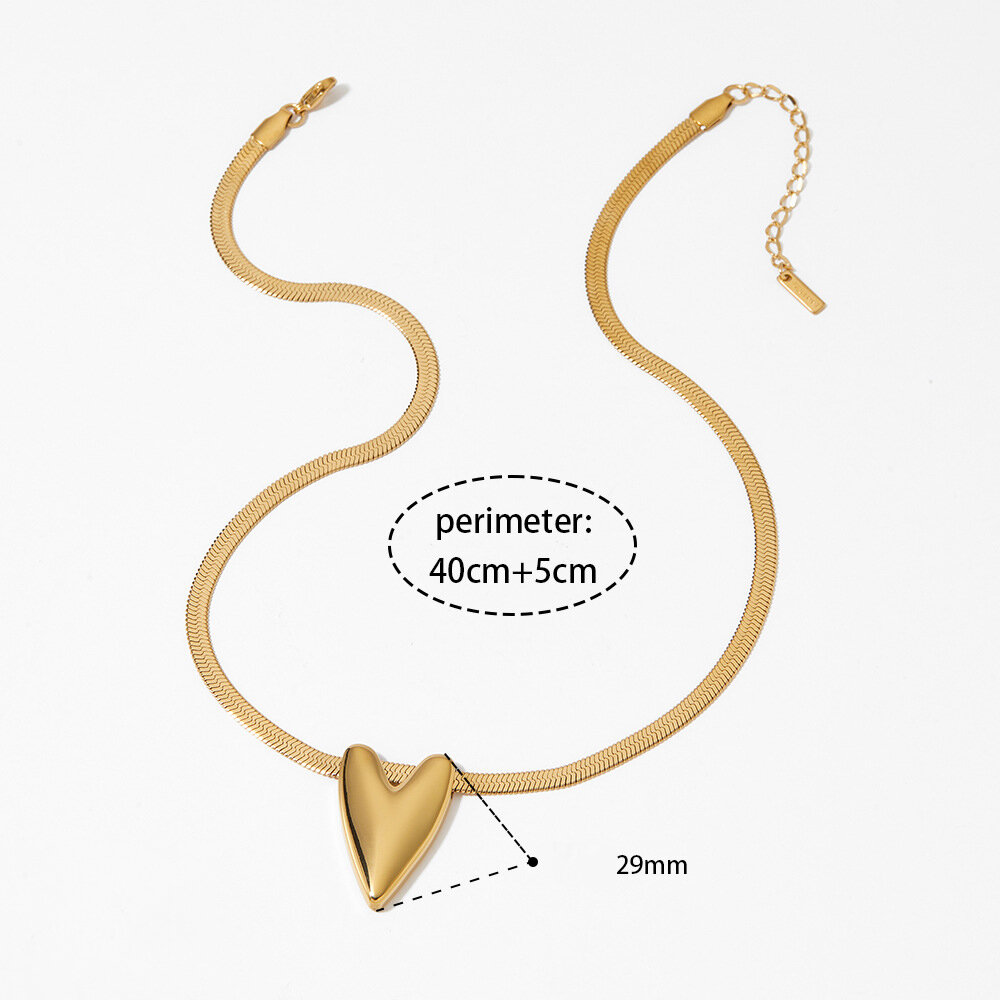 Simple Heart Stainless Steel Waterproof Gold Color Women's Pendant Necklaces h5Picture4