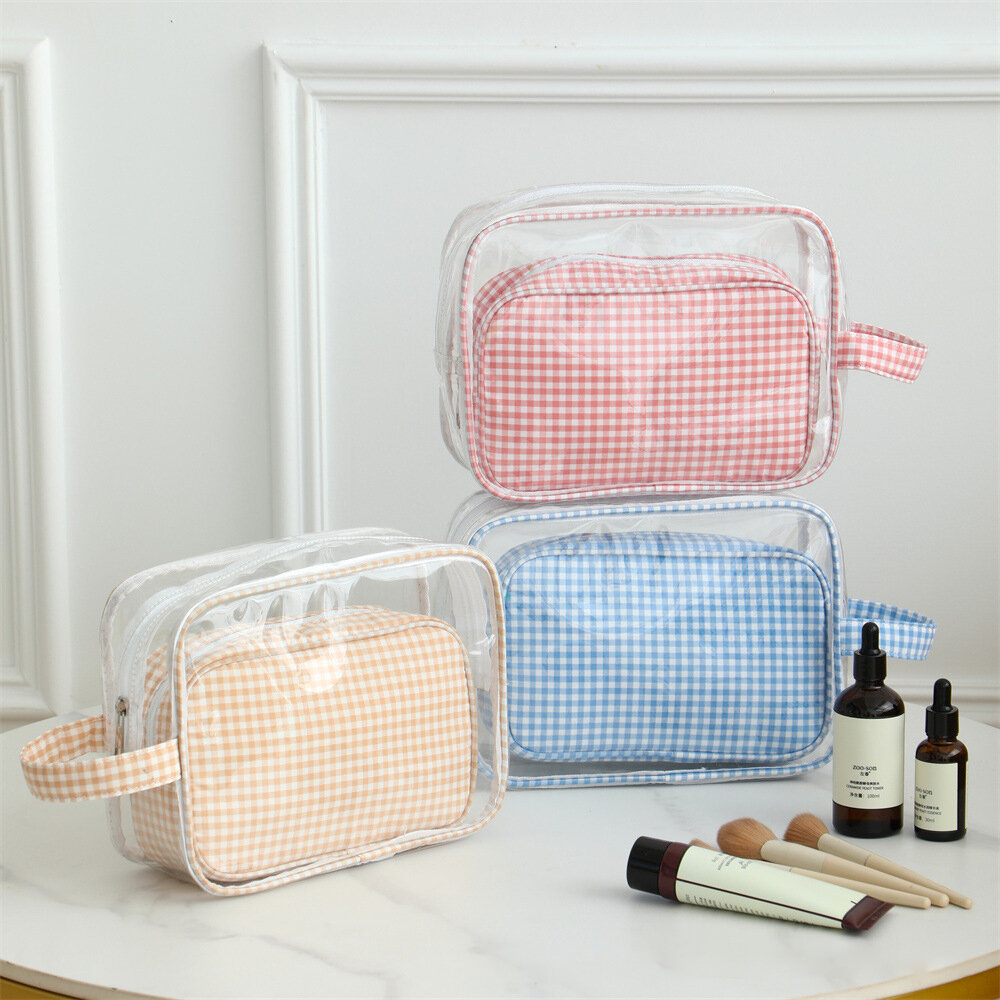 1 Piece Casual Plaid PVC Makeup Bag