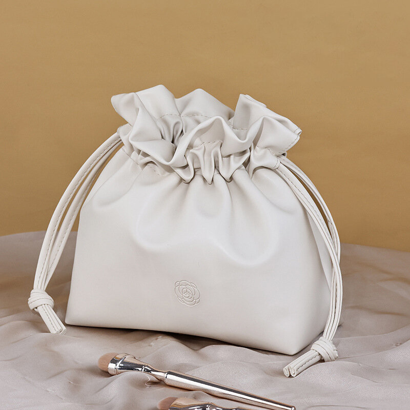 Simple Solid Color Pu Women's Makeup Bags 