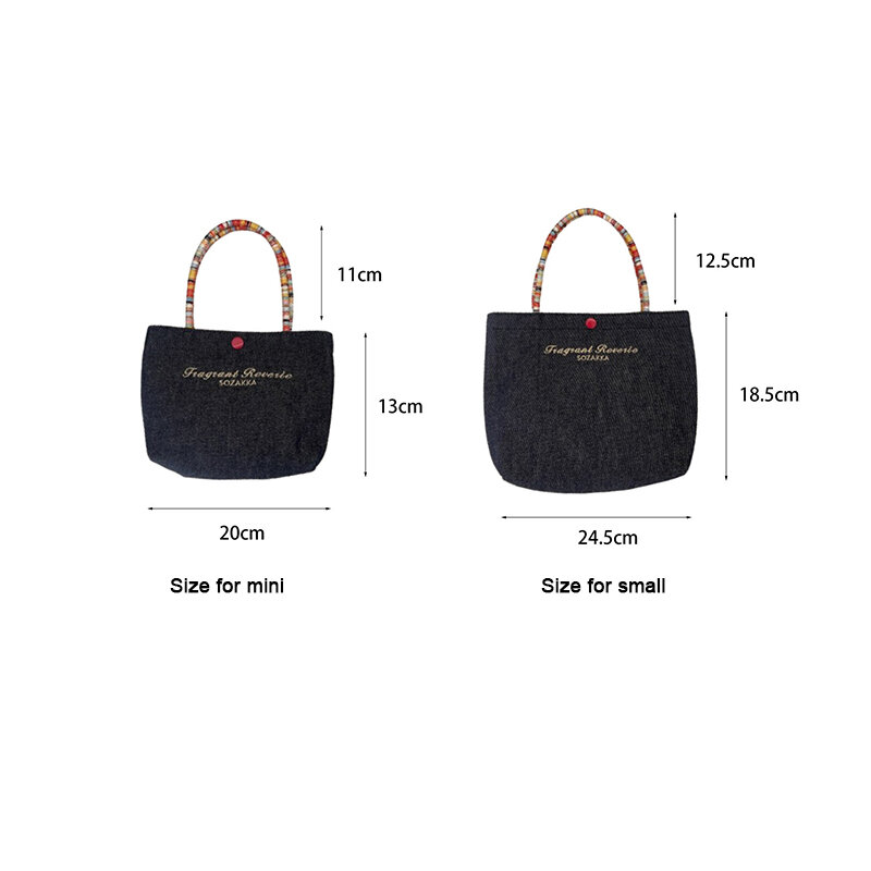 Denim Fabric Embroidered Letter Tote Bags Picture8