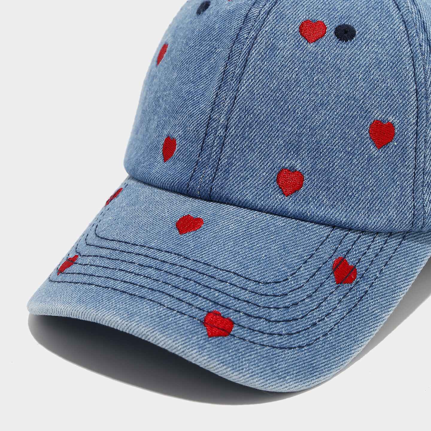 Sweet Heart Embroidery Denim Fabric Women's Baseball Cap h5Picture5