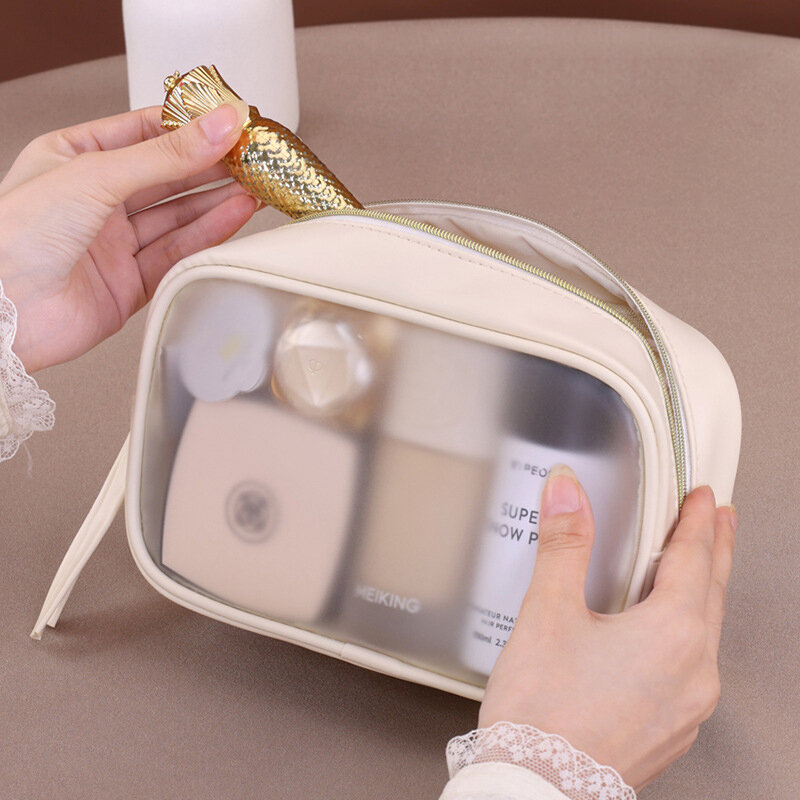 Simple Solid Color Pvc Women's Makeup Bags Picture4
