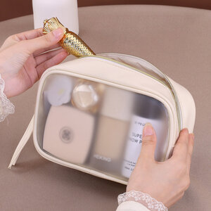 Simple Solid Color Pvc Women's Makeup Bags h5 Picture4