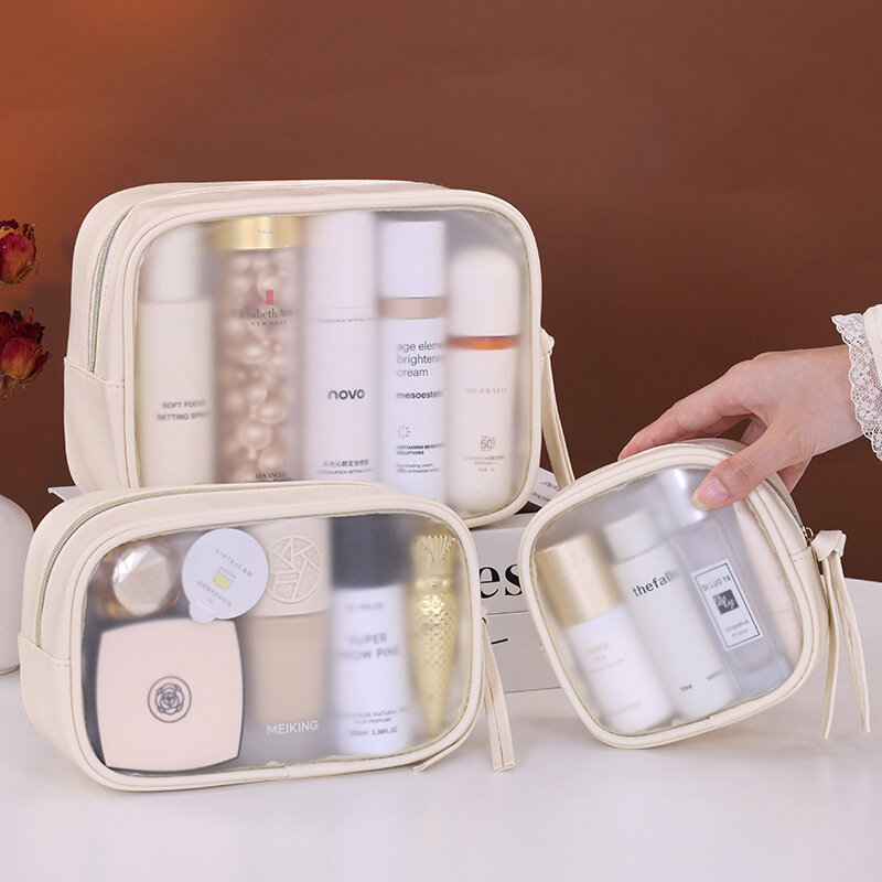 Simple Solid Color Pvc Women's Makeup Bags