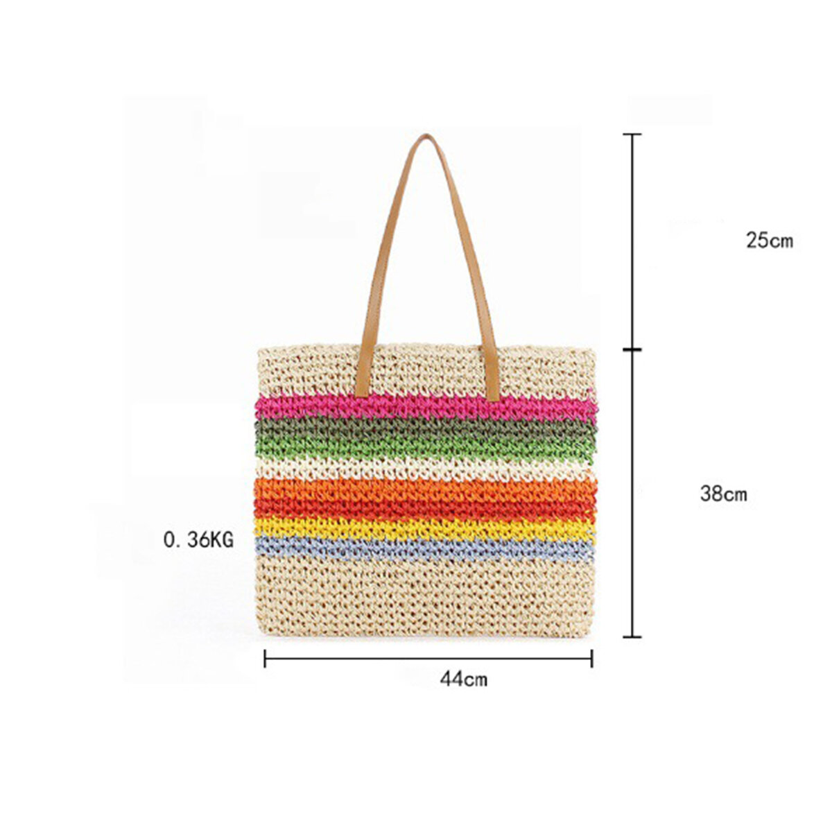 Vacation Style Woven Stripe Beach Bag h5Picture6