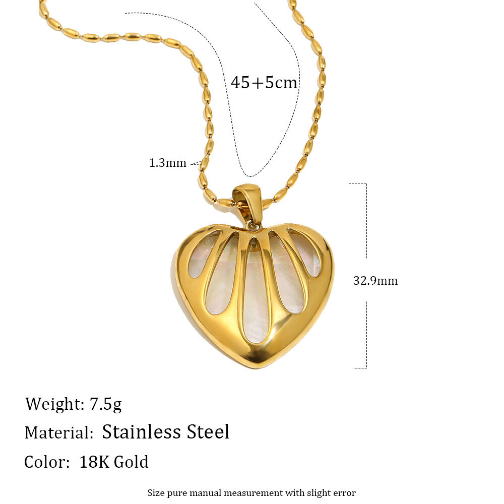 Sweet Heart Stainless Steel Waterproof Gold Color Shell Women's Pendant Necklaces Picture2