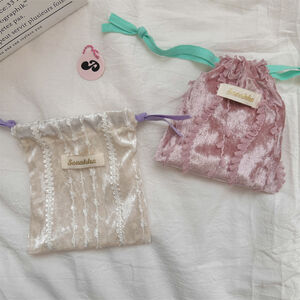 Romantic Drawstring lace Velvet Storage Bag h5 Picture2