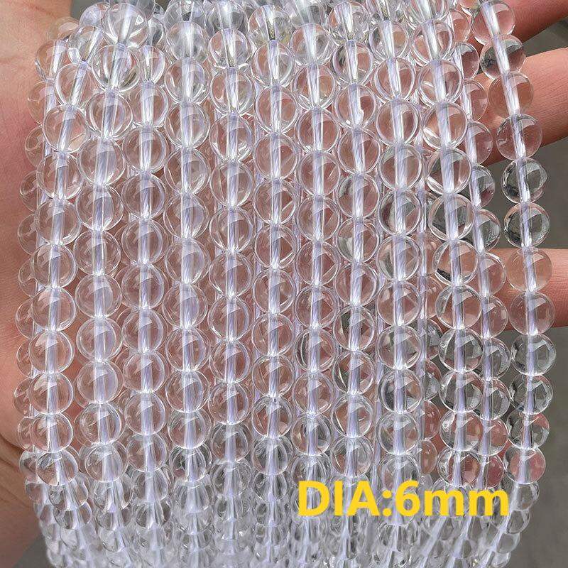 1 String Rock Crystal Quartz Natural Stones Jewelry Beads h5