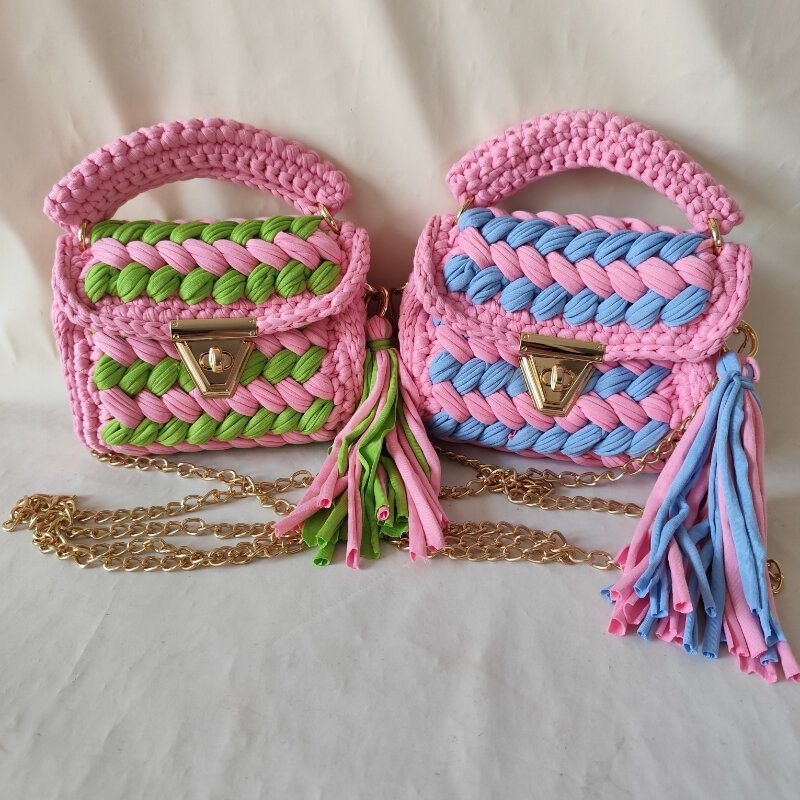 Vacation Style Woven Mixed Color Braided Rope Women's Handbags