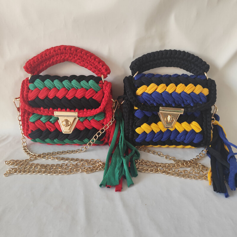 Vacation Style Woven Mixed Color Braided Rope Women's Handbags h5Picture2