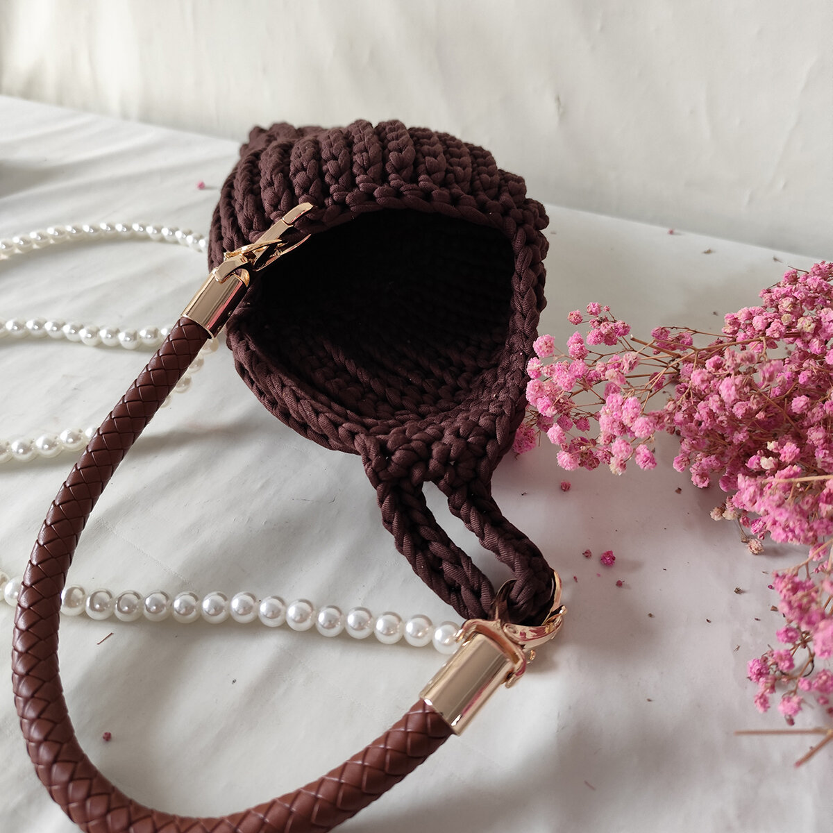 Vacation Style Woven Solid Color Shell Yarn Women's Handbags h5 Picture3