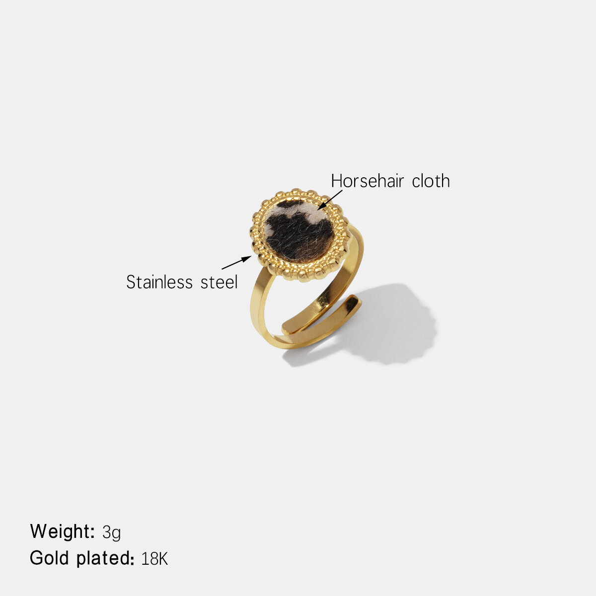 Leopard Print Stainless Steel Waterproof  Gold Color  Statement Ring Picture2