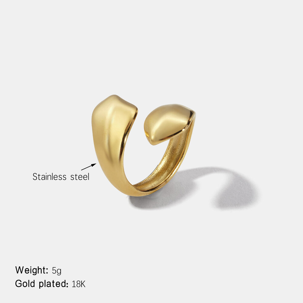 Solid Color Stainless Steel Waterproof Gold Color Minimalist Ring