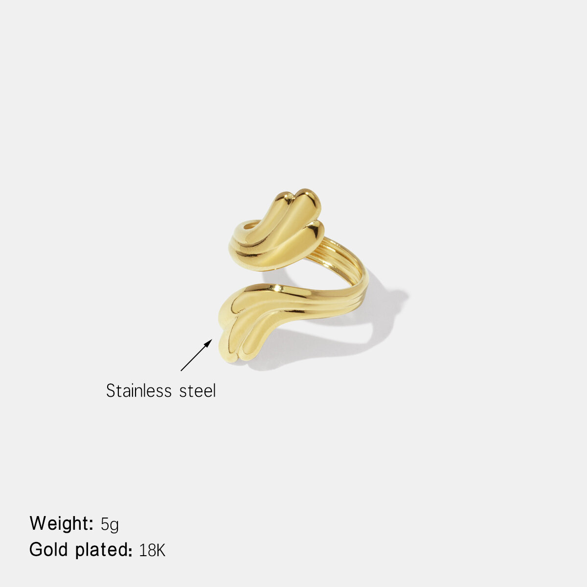 Irregular Shape Stainless Steel Waterproof Minimalist Ring