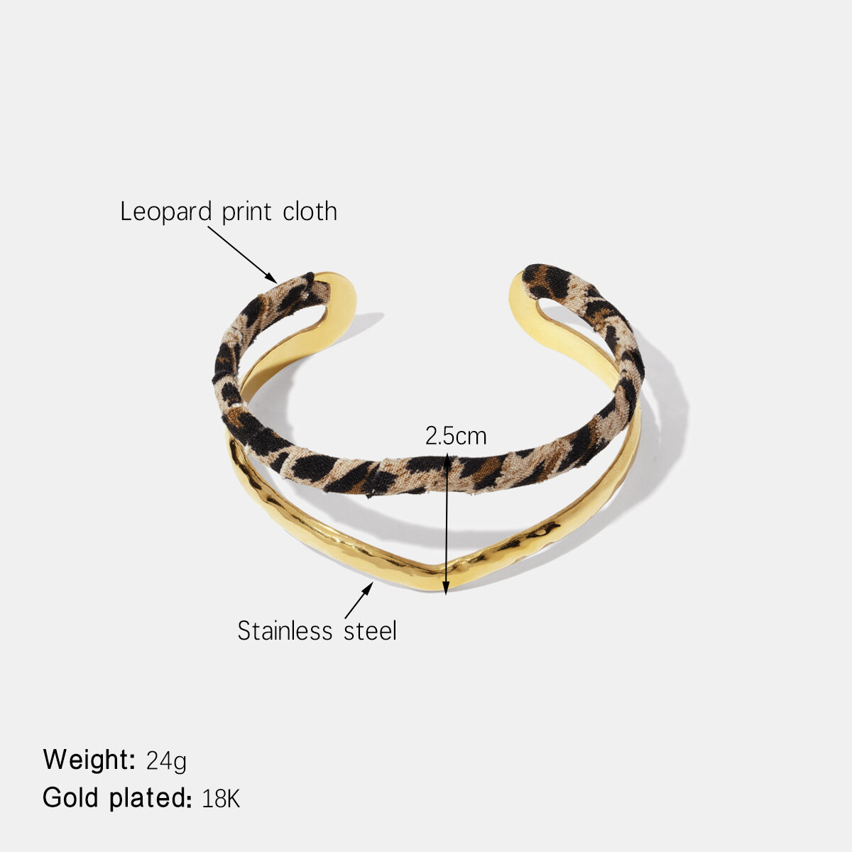 Bracciale rigido impermeabile in acciaio inossidabile di forma irregolare h5