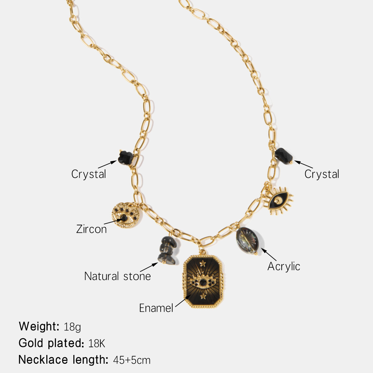 Collier pendentif étanche en acier inoxydable Tarot h5 