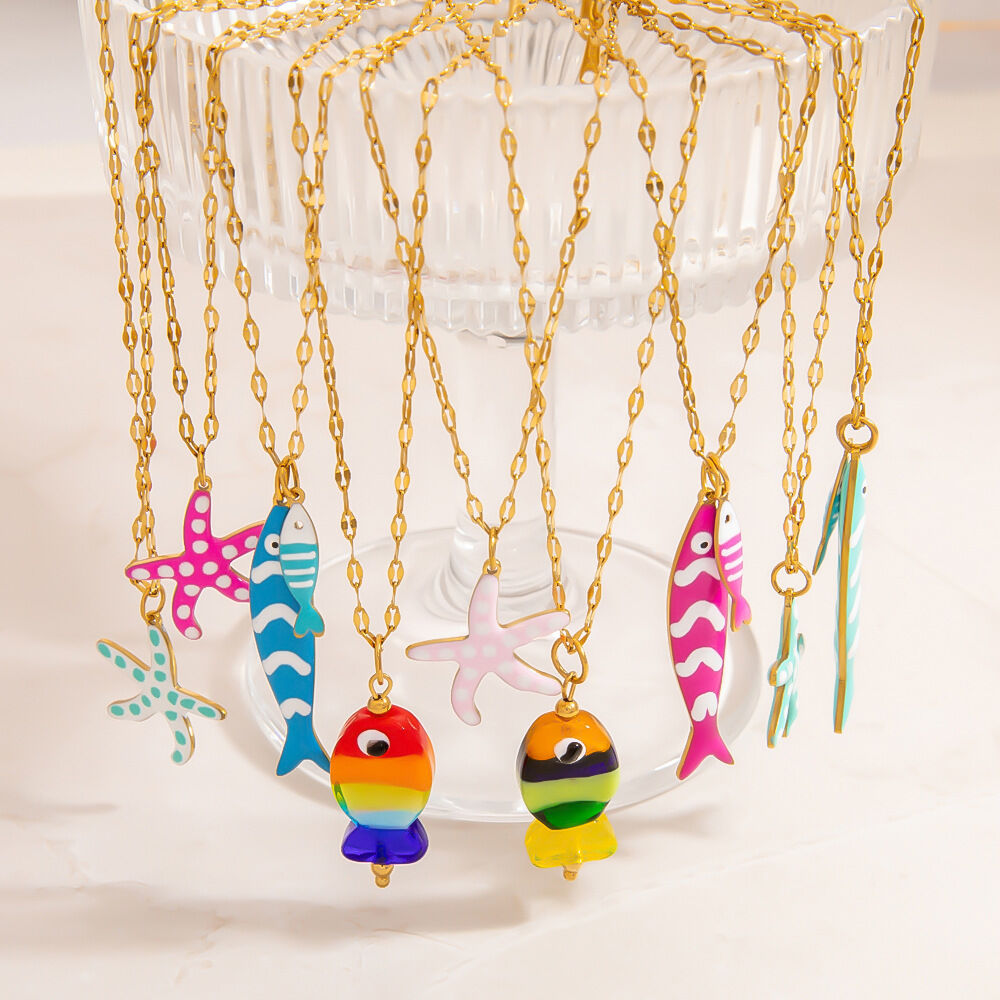 Fish Gold Color Pendant Necklaces