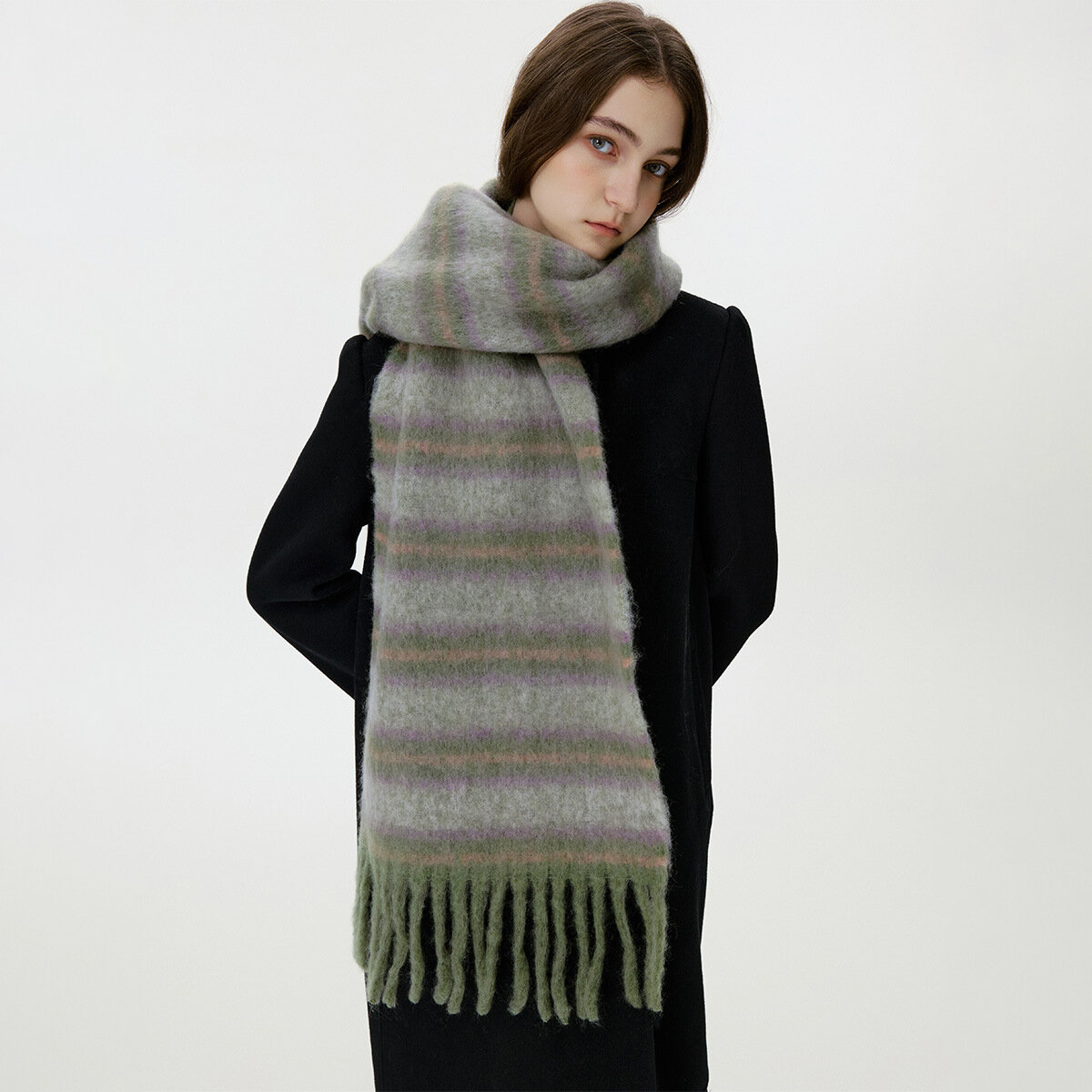 1 Piece Retro Stripe Rayon & Wool Winter Scarf