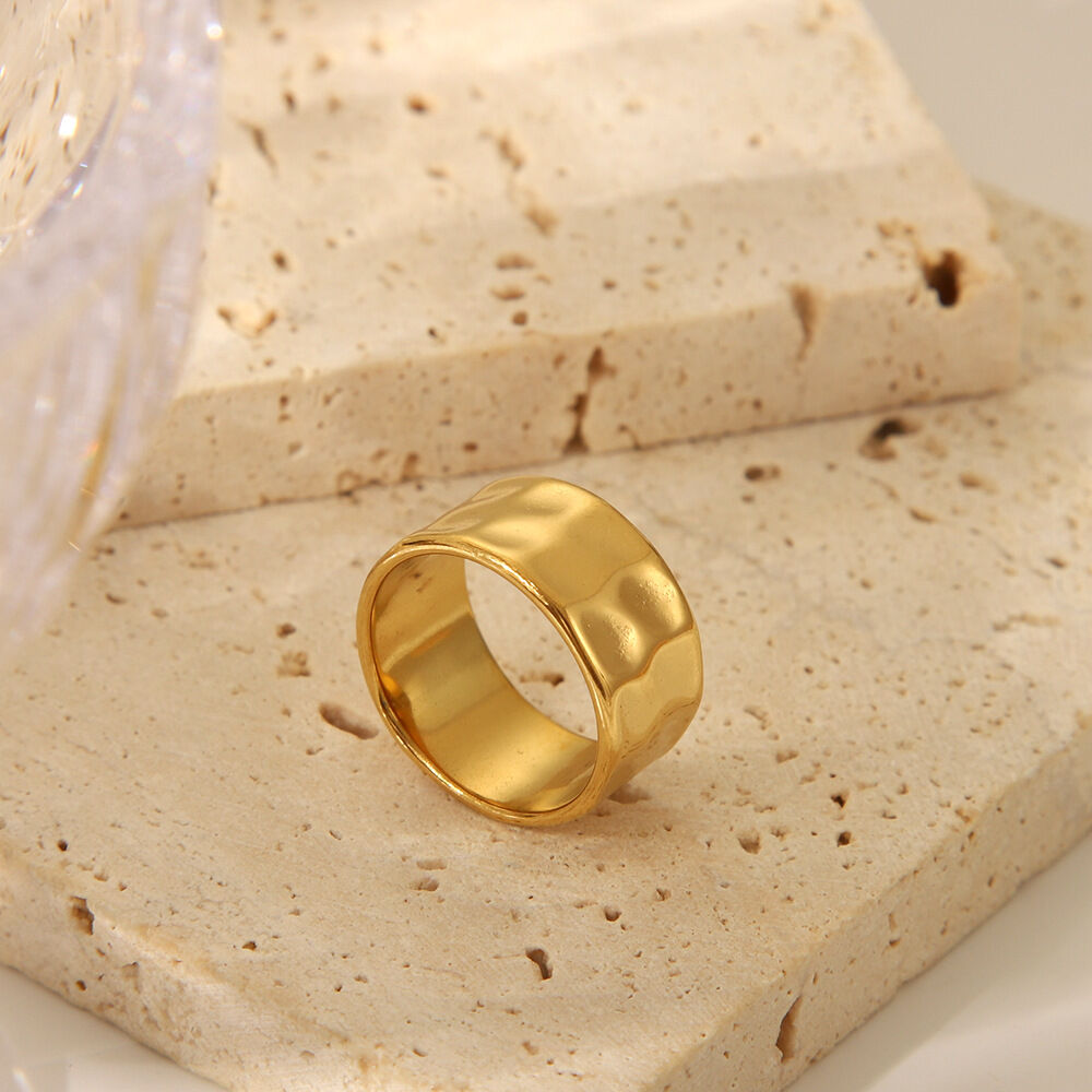 1 stuk waterdichte statement ring van roestvrij staal in goudkleur h5 Afbeelding3