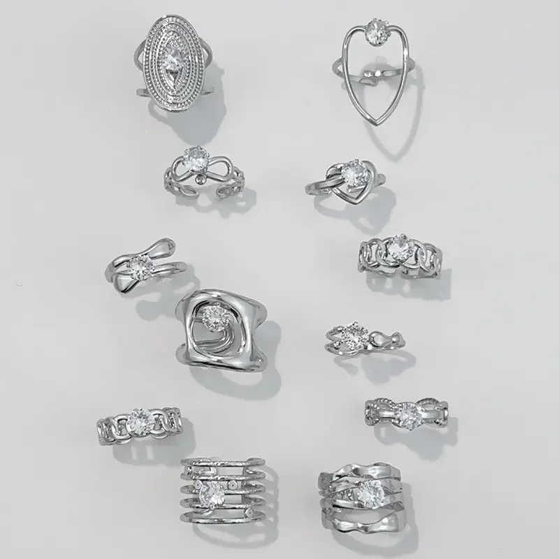 Anillo de acero inoxidable con circonitas cúbicas resistentes al agua de 1 pieza h5 Imagen2