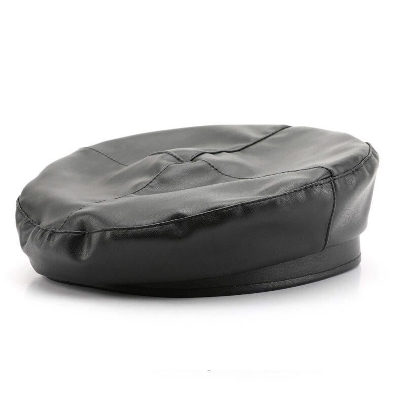 1 Piece Ins Style Solid Color PU Beret h5 Picture5