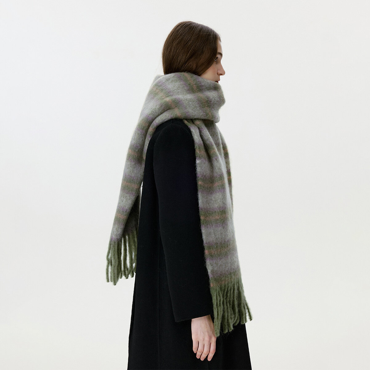1 Piece Retro Stripe Rayon & Wool Winter Scarf h5 Picture4