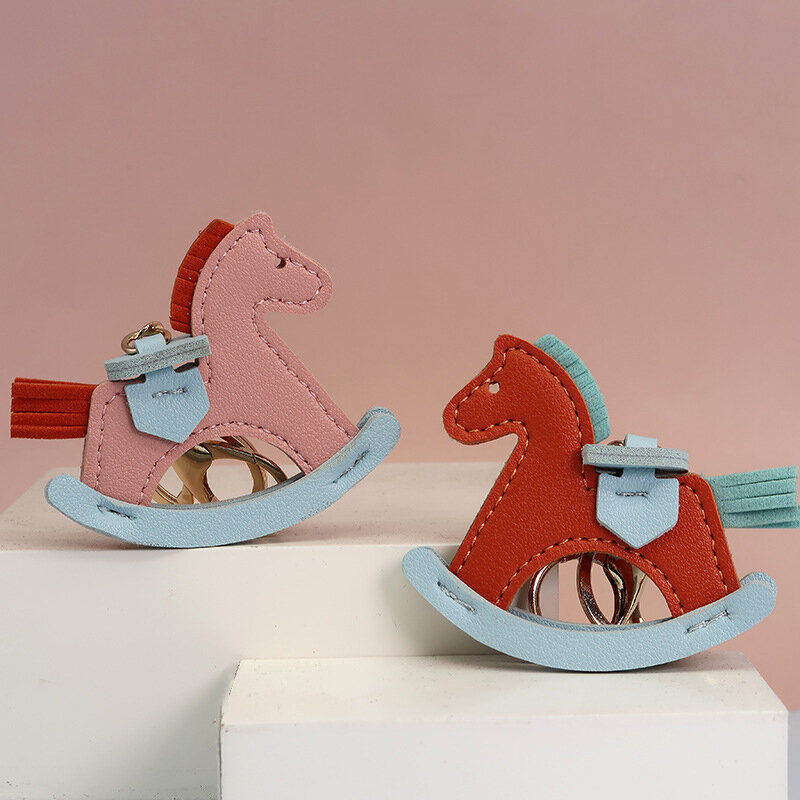 1 Piece Cute Horse PU Keychain