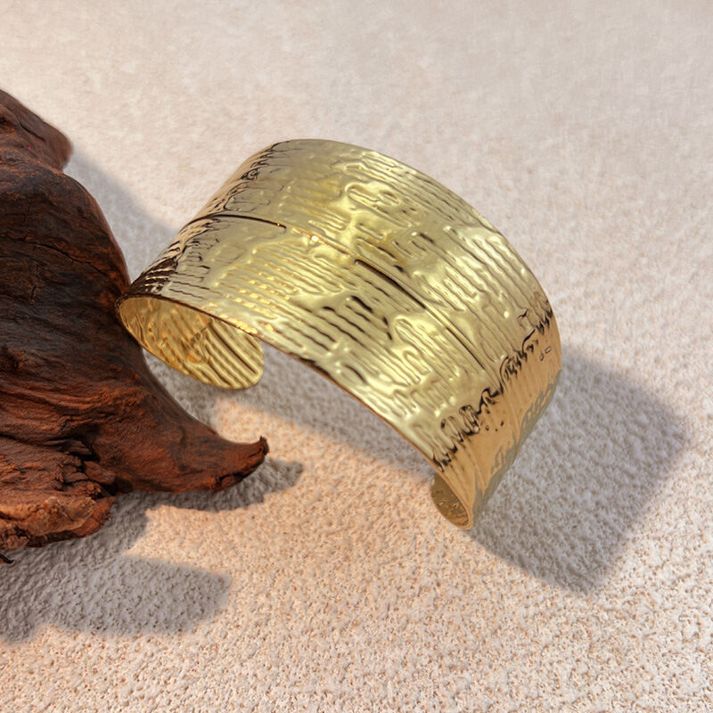 1 Piece Stainless Steel Waterproof Gold Color Cuff Bracelet Picture3