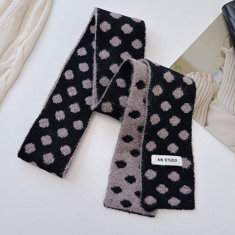 1 Piece Color-blocking Polka Dots Knitted Scarf h5 Picture5