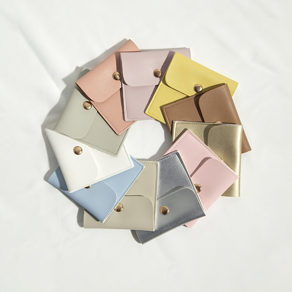 1 Piece Solid Color Soft PU Flip-Top Jewelry Bag