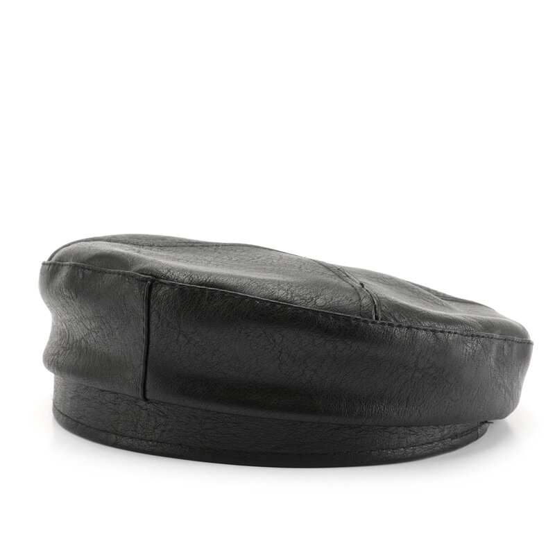 1 Piece Ins Style Solid Color PU Beret