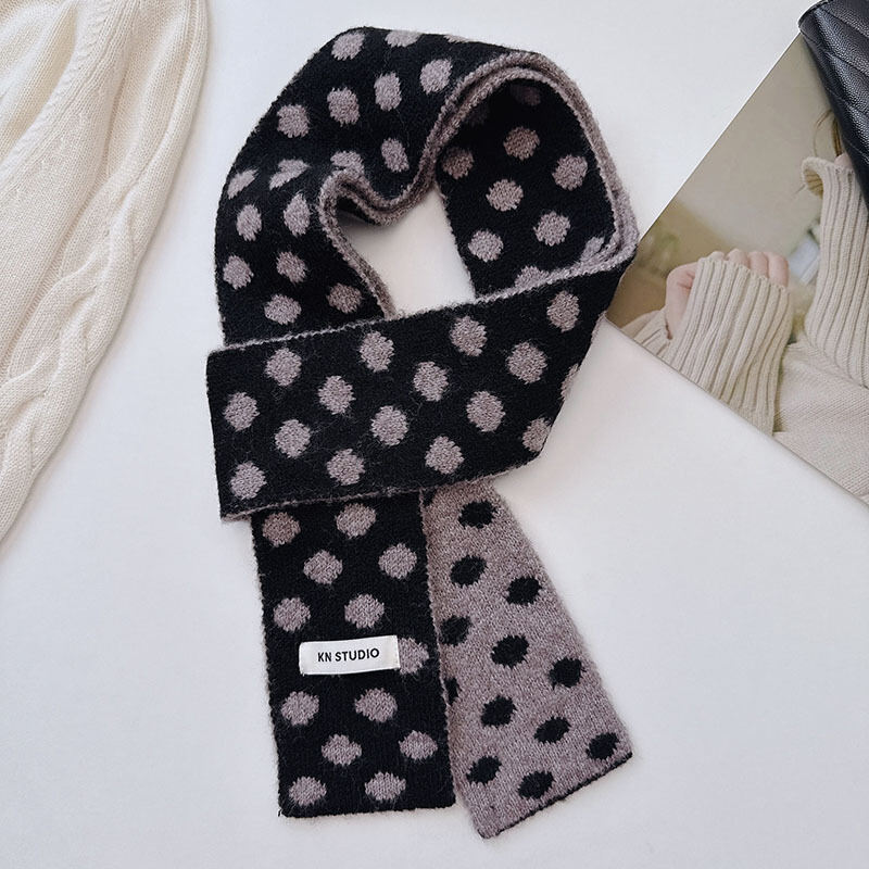 1 Piece Color-blocking Polka Dots Knitted Scarf h5 Picture4